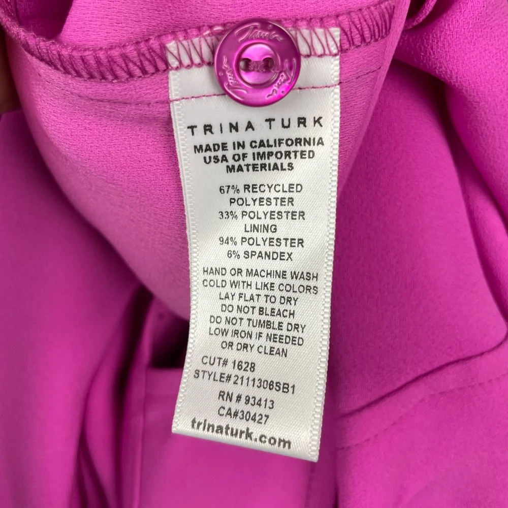 Trina Turk Vibrant Pink‎ Casual Preppy Button Up Collared Shirt Dress